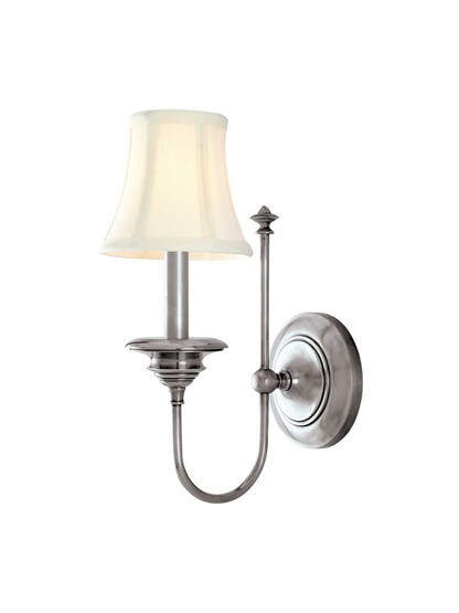 Yorktown 1-Light Wall Sconce in Polished Nickel.